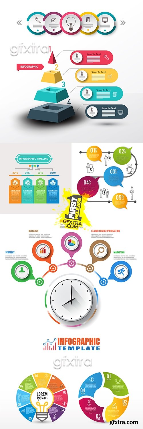 Business infographics options elements collection 43