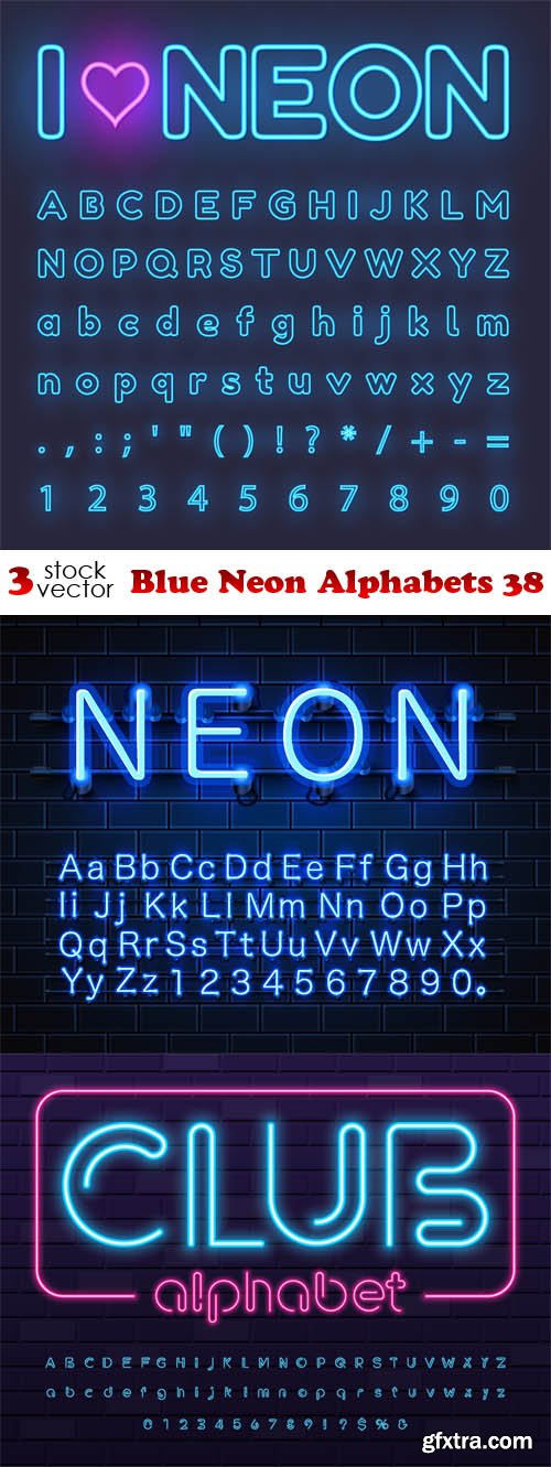 Vectors - Blue Neon Alphabets 38