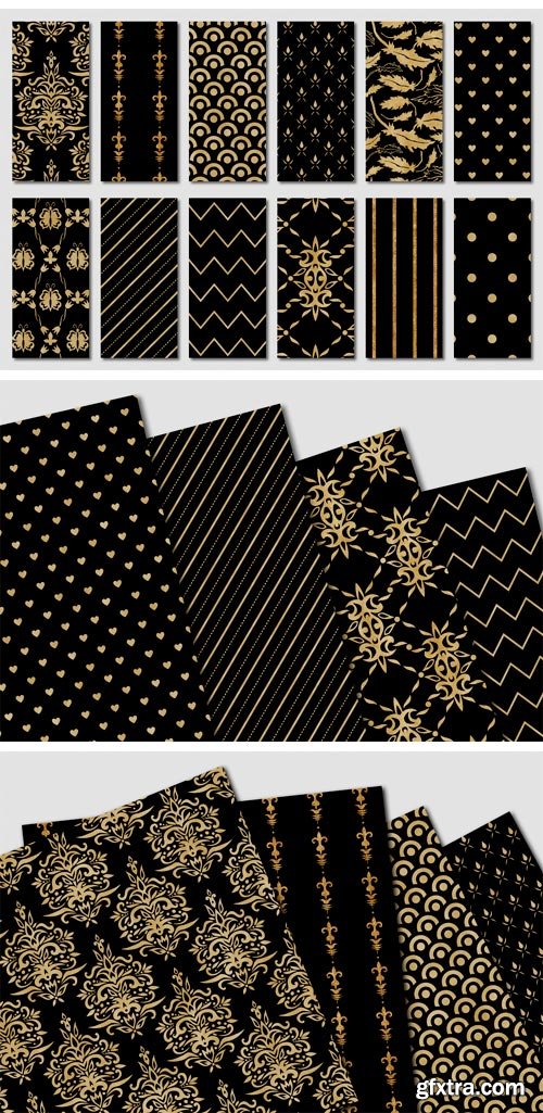 Designbundles - Black and Gold Seamless Papers 228877