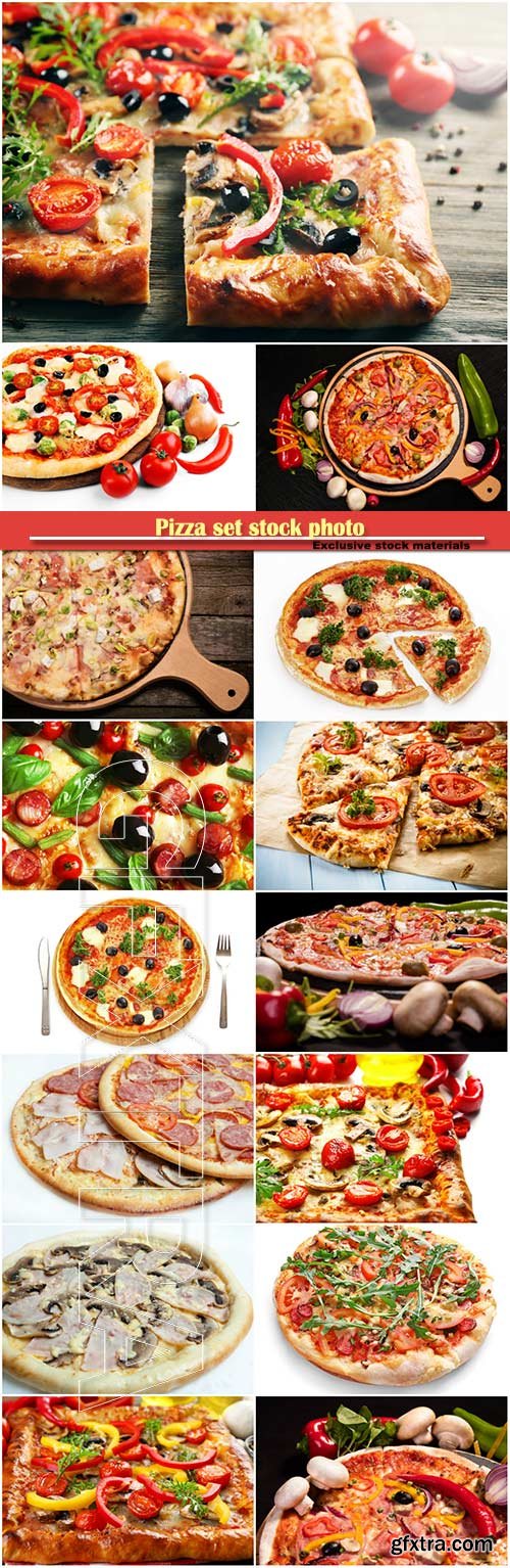 Pizza set stock photo