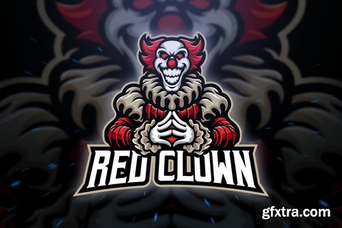 Red Clown Sport and Esport Logo Template