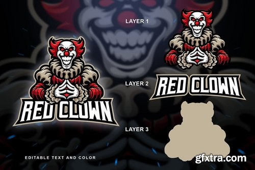 Red Clown Sport and Esport Logo Template