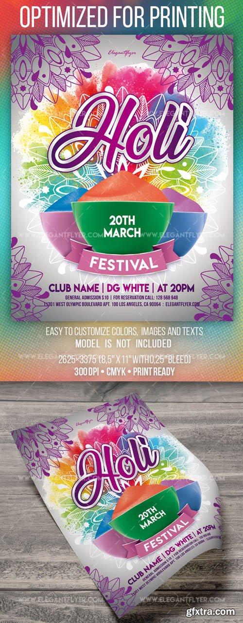 Holi Festival V5 2019 Flyer PSD Template