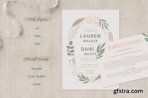 Sweet Wreath Wedding Invitation Suite