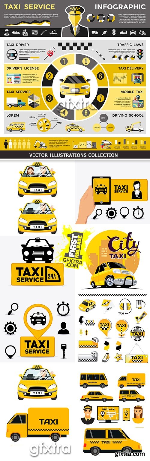 Taxi around city online service and order of car