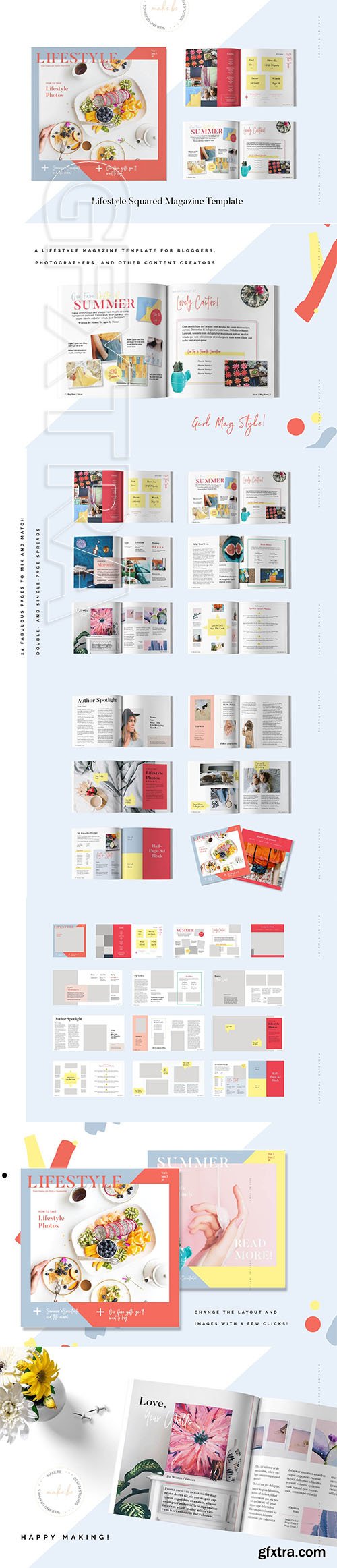 CreativeMarket - Lifestyle Squared Magazine Template 3166623