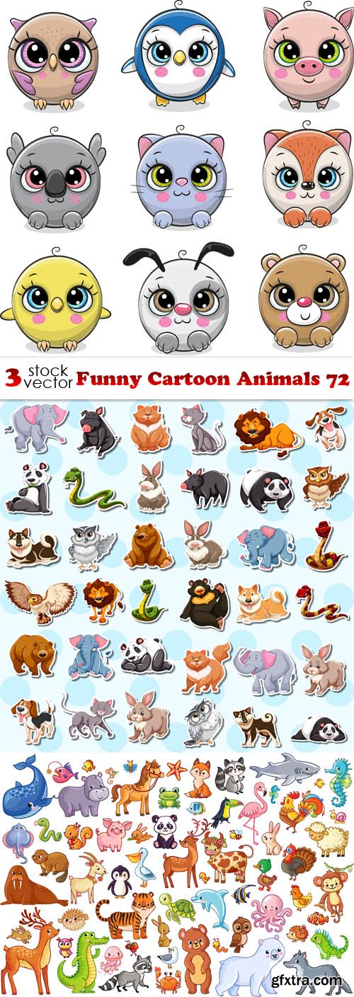 Vectors - Funny Cartoon Animals 72