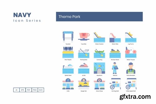 60 Theme Park Icons Navy Series