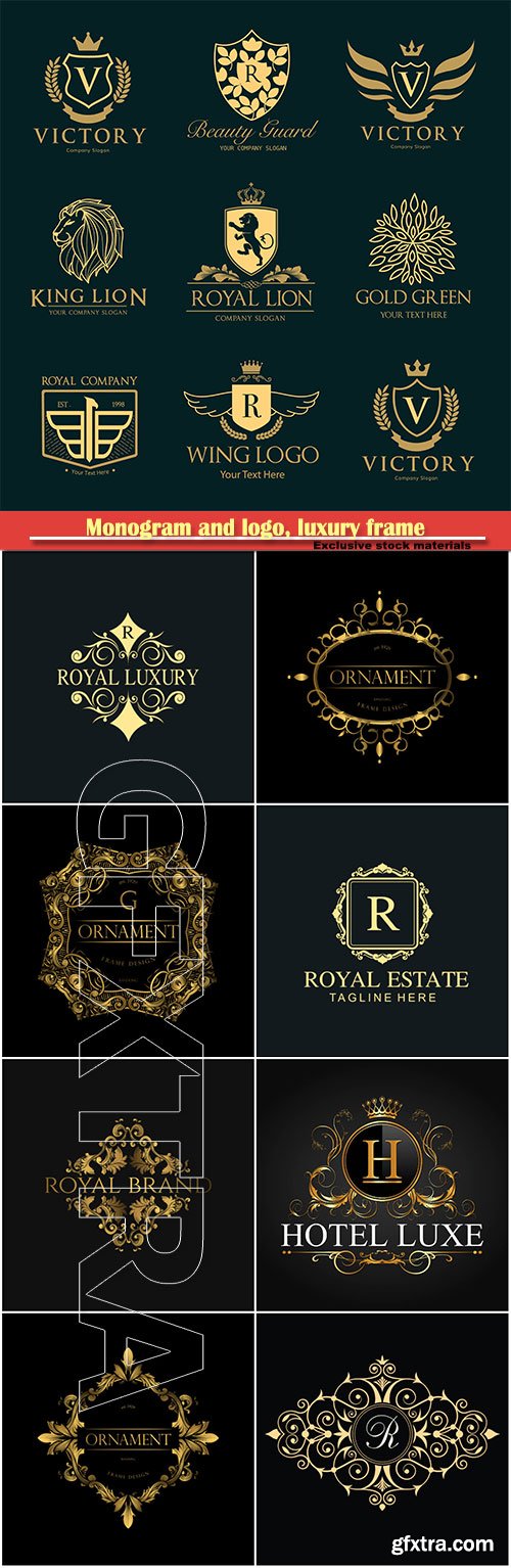 Monogram and logo, luxury frame vector design elements