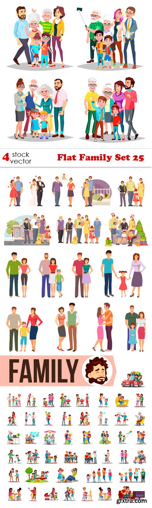 Vectors - Flat Family Set 25