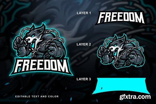 Freedom Wolf Sport and Esport Logo Template