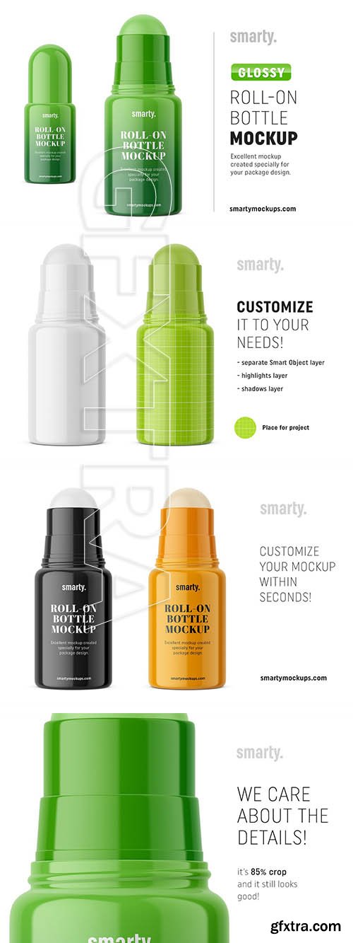 CreativeMarket - Glossy roll-on bottle mockup 3374578