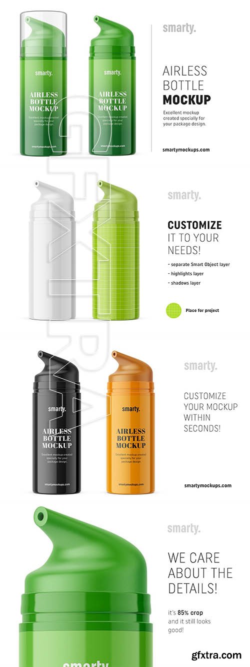 CreativeMarket - Glossy airless bottle mockup 3371140