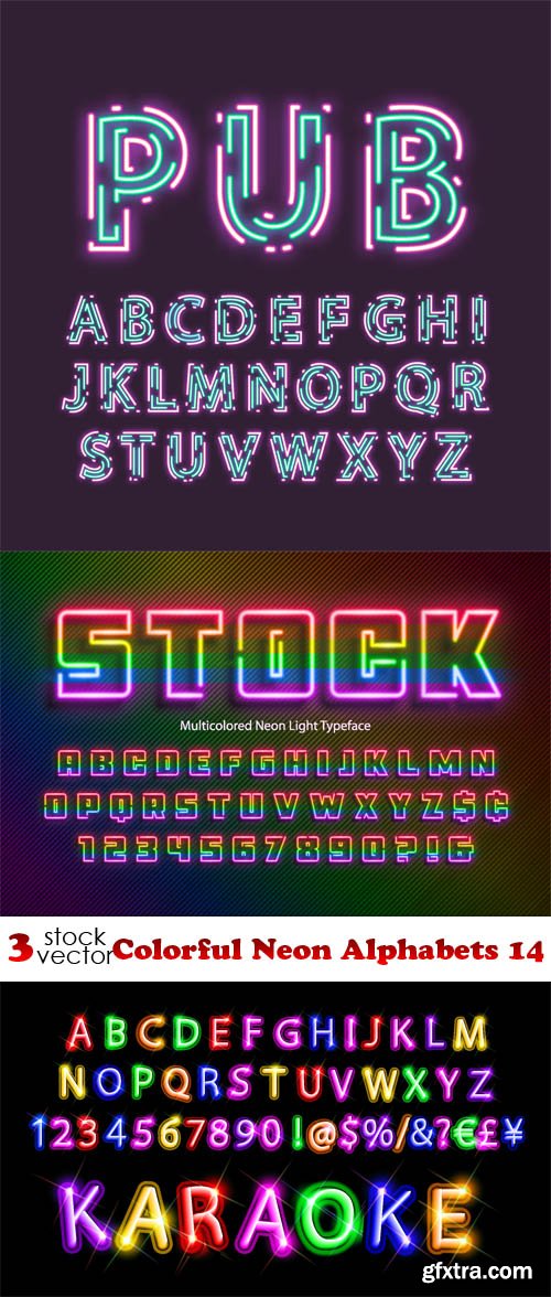 Vectors - Colorful Neon Alphabets 14