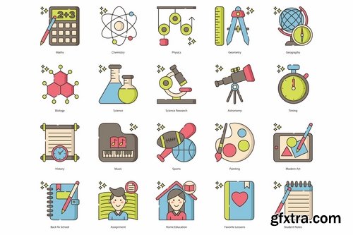 110 Online Education Icons Hazel Series