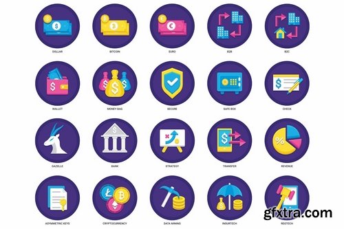 91 Fintech Icons Orchid Series