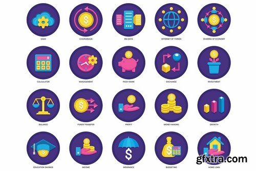 91 Fintech Icons Orchid Series