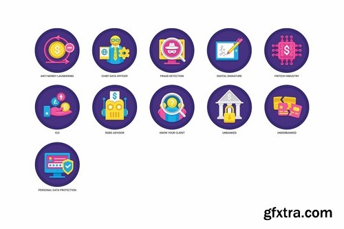 91 Fintech Icons Orchid Series