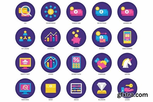 91 Fintech Icons Orchid Series