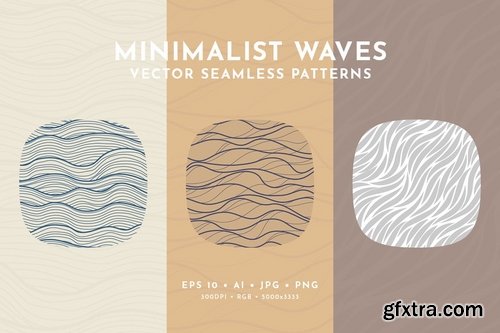 Minimalist Waves Seamless Patterns