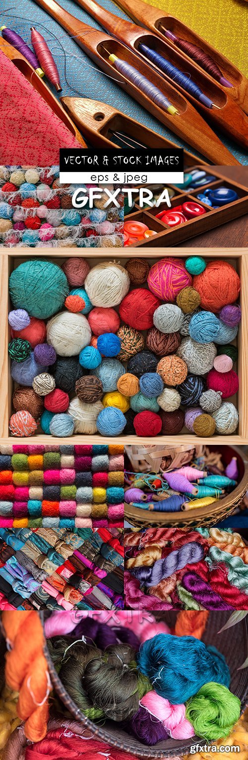 Threads balls color yarn and accessories for tailoring