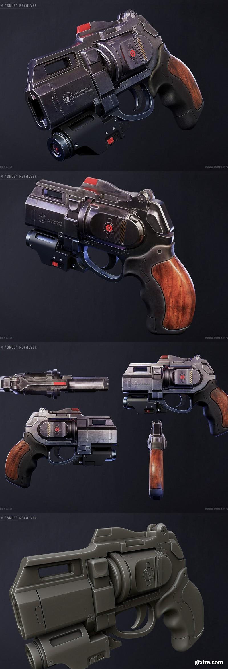 Cyberpunk gun 3d model фото 18
