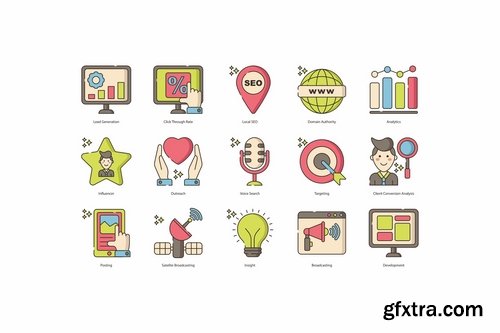 115 SEO & Online Marketing Icons Hazel Series