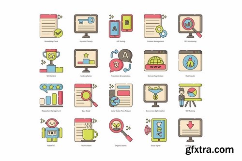 115 SEO & Online Marketing Icons Hazel Series