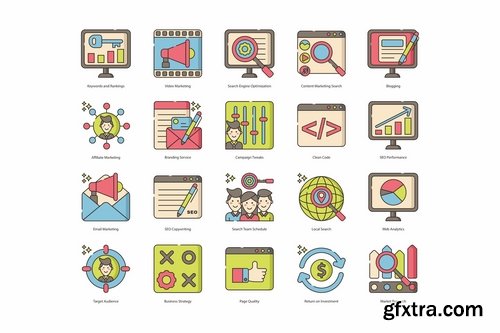 115 SEO & Online Marketing Icons Hazel Series