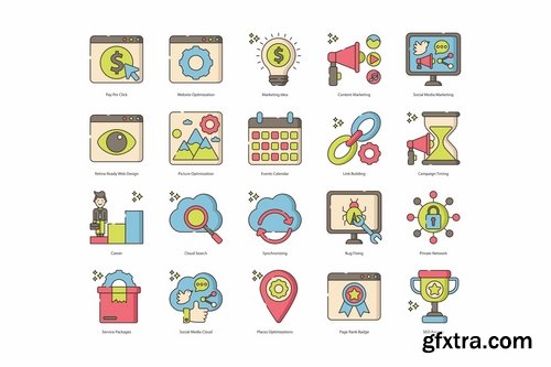 115 SEO & Online Marketing Icons Hazel Series