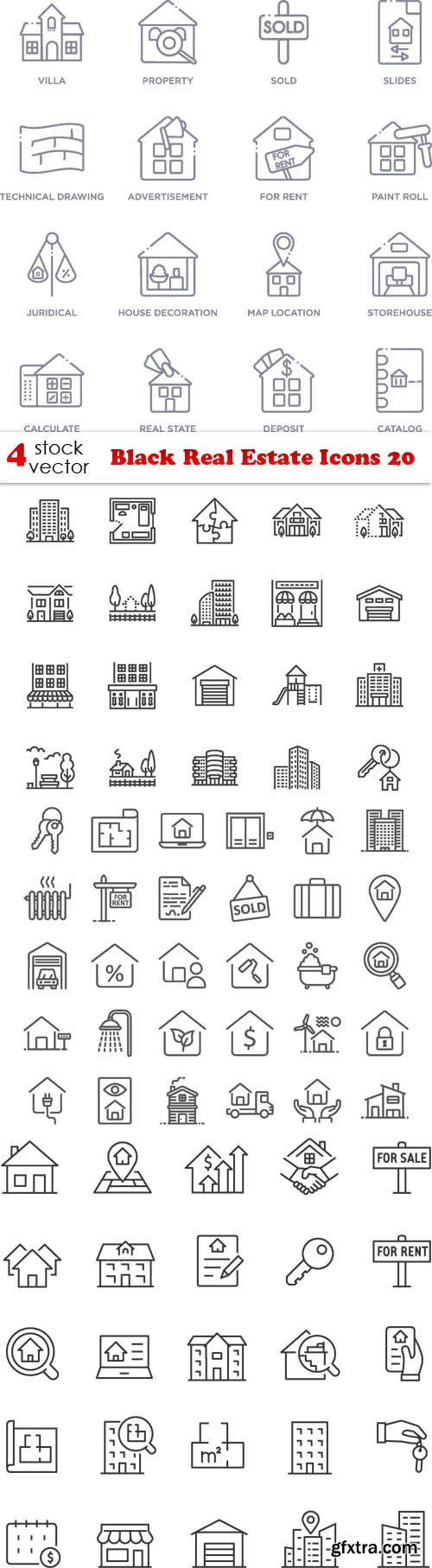 Vectors - Black Real Estate Icons 20