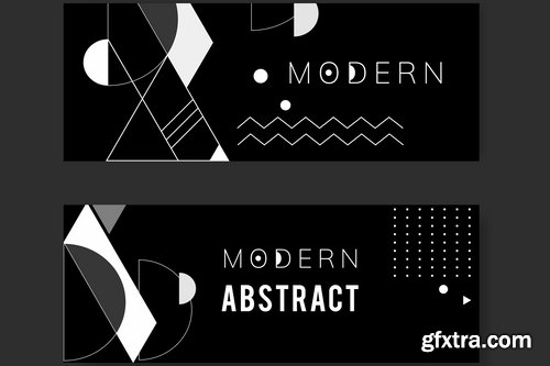 Modern black and white geometric banner templates