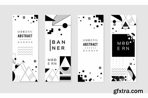 Modern black and white geometric banner templates