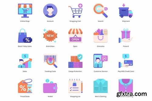 90 E-Commerce Icons Violet Series