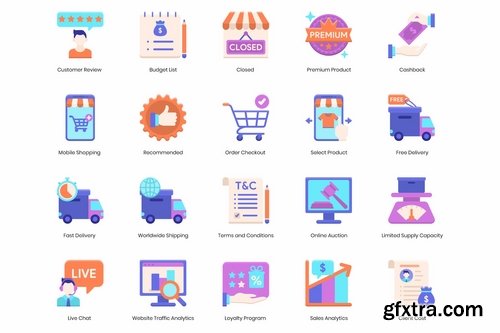 90 E-Commerce Icons Violet Series