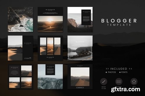 Travel blog feed template design vector