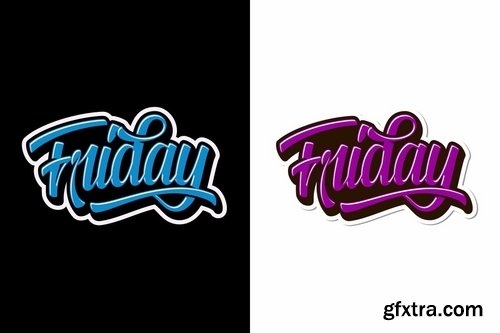 Happy Weekend Happy Easter and Friday Lettering Pack