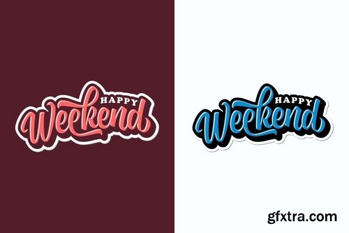 Happy Weekend Happy Easter and Friday Lettering Pack