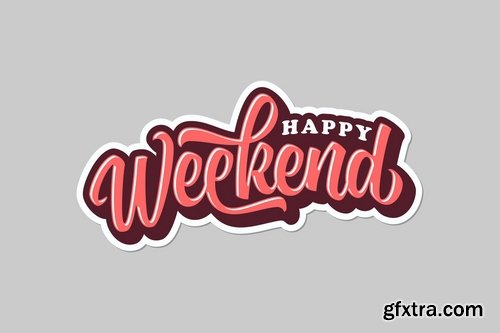 Happy Weekend Happy Easter and Friday Lettering Pack