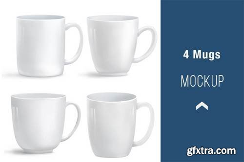 4 Mugs Mockup