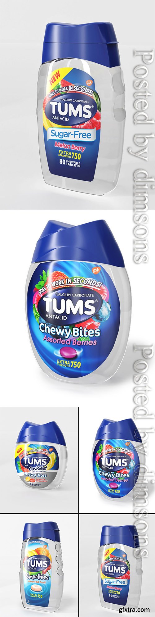 Cgtrader - 4 models packaging Tums 3D model