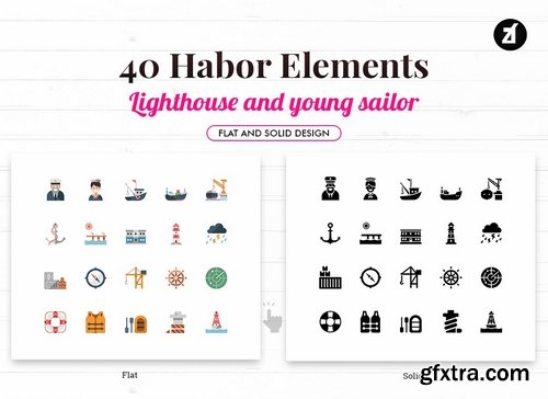 40 Harbor elements in flat design