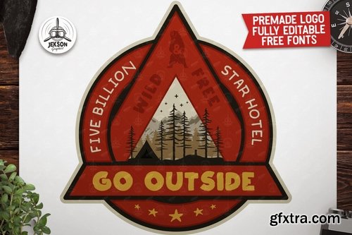 Outdoor Adventure Badge Vintage Camp Logo Patch