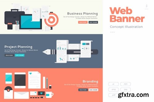 Flat Design Banner Concepts Pack