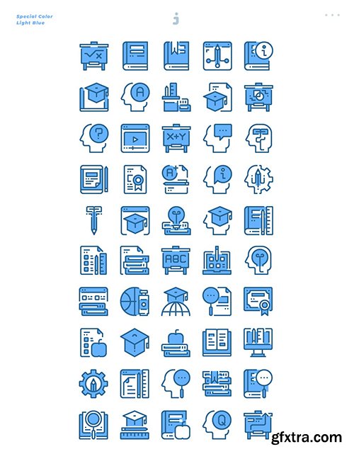 50 Education and Learning Icons - Light Blue