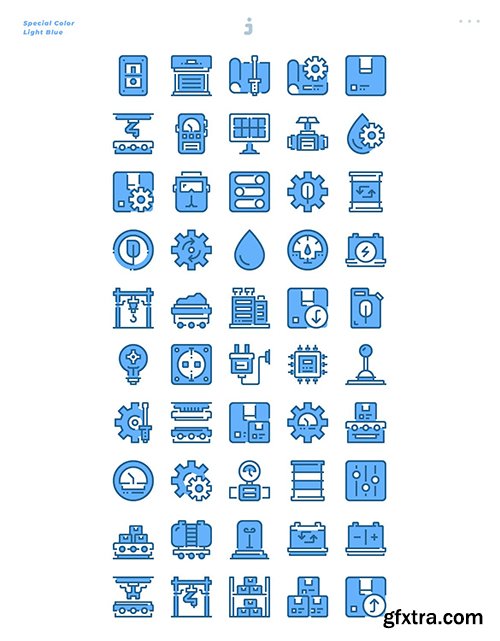 30 Industrial Icons - Light Blue