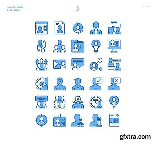 30 Human resource Icons - Light Blue