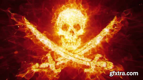 Videohive Burning Pirate Skull 23442207