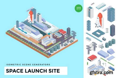 Isometric Space Launch Site Vector Scene Creator