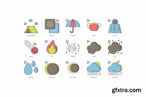 75 Weather Icons Hazel Series